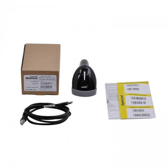Cканер штрих-кода MERTECH 1300 P2D SUPERLEAD USB Black артикул 4876 