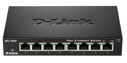 Коммутатор D-Link (DES-1008D/L2A) 8-портов 10/100Mbit/s UNMANAGED