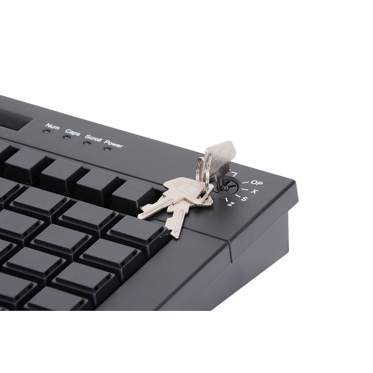Клавиатура программируемая Poscenter S67B (63 клавиши, MSR, ключ, USB), черная, арт. PCS67B, арт. PCS67B артикул 126060 со считывателем магнитных карт 
