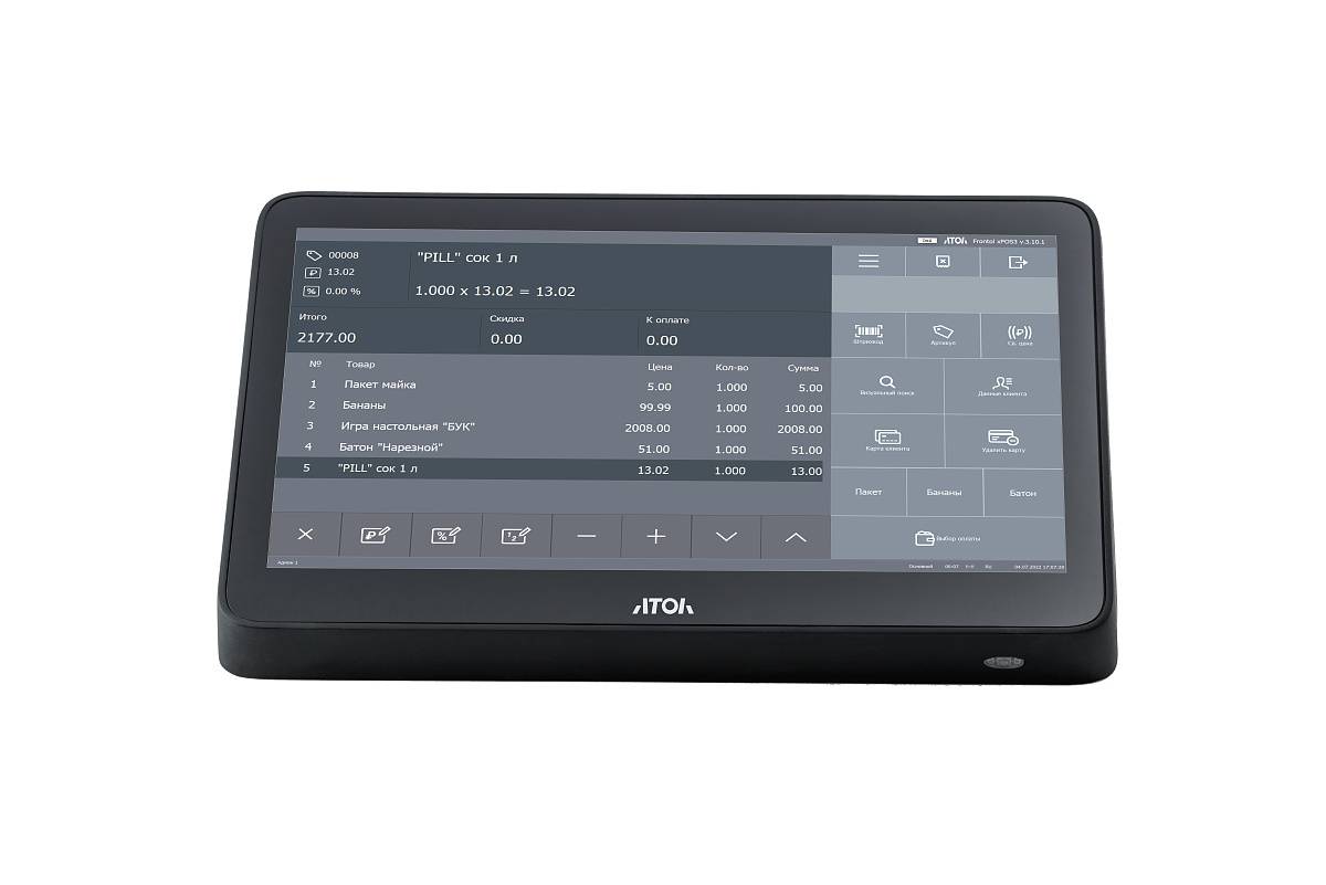 POS-терминал АТОЛ Optima V7 Lite без ОС с АКБ артикул 62655 